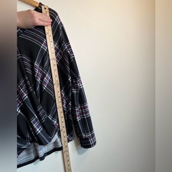 Plaid Medium Cross Front Blouse Top Super Soft Fall Warehouse One - Picture 6 of 7